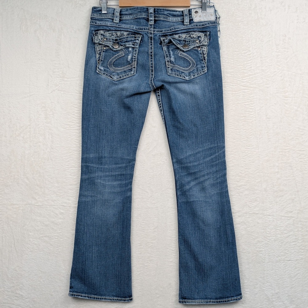 Silver Jeans Co. Jeans Womens 30x28 Blue Tuesday Low Boot Studded Distressed Y2K